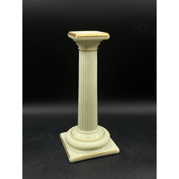 Cambridge Glass 9.5" Doric Column Candlestick Ivory Uranium Glows No. 65 Single - Picture 16 of 16